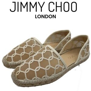 Jimmy Choo DREYA Chain Embroidered Lace Espadrille Size 39 EU-